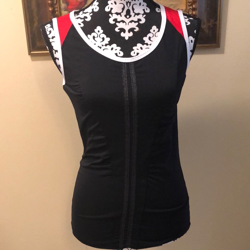 🌹Chrissie for Tail Athletic stretch ruched sparkle vertical striped detail tank